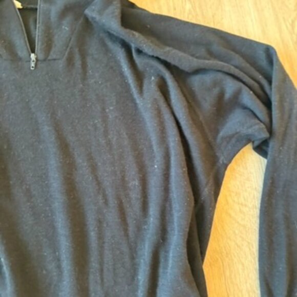 Justin Charles Black Merino Wool Quarter Zip Sweater XL - Picture 3 of 8